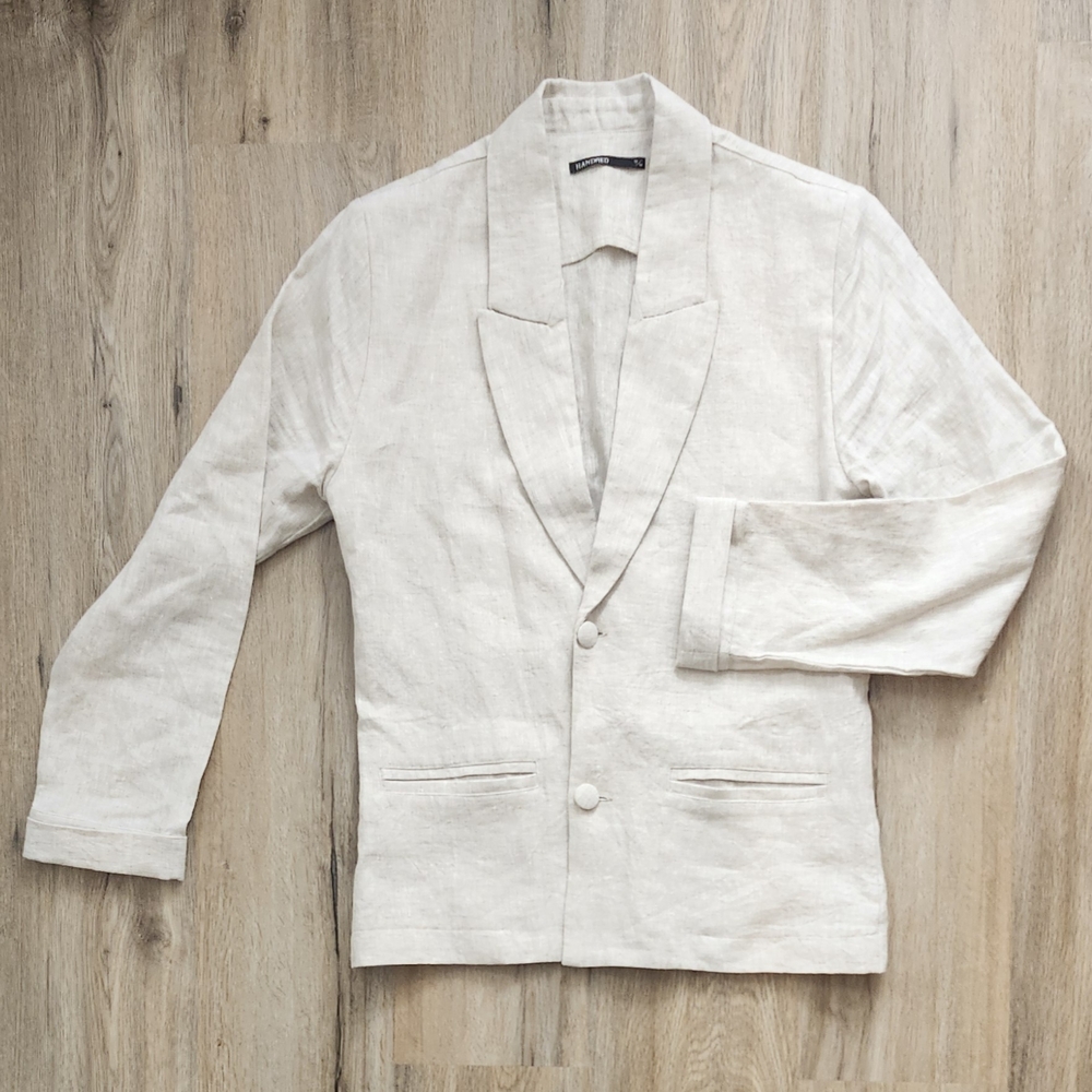 Handred Linen Blazer, Medium, Natural Linen Color